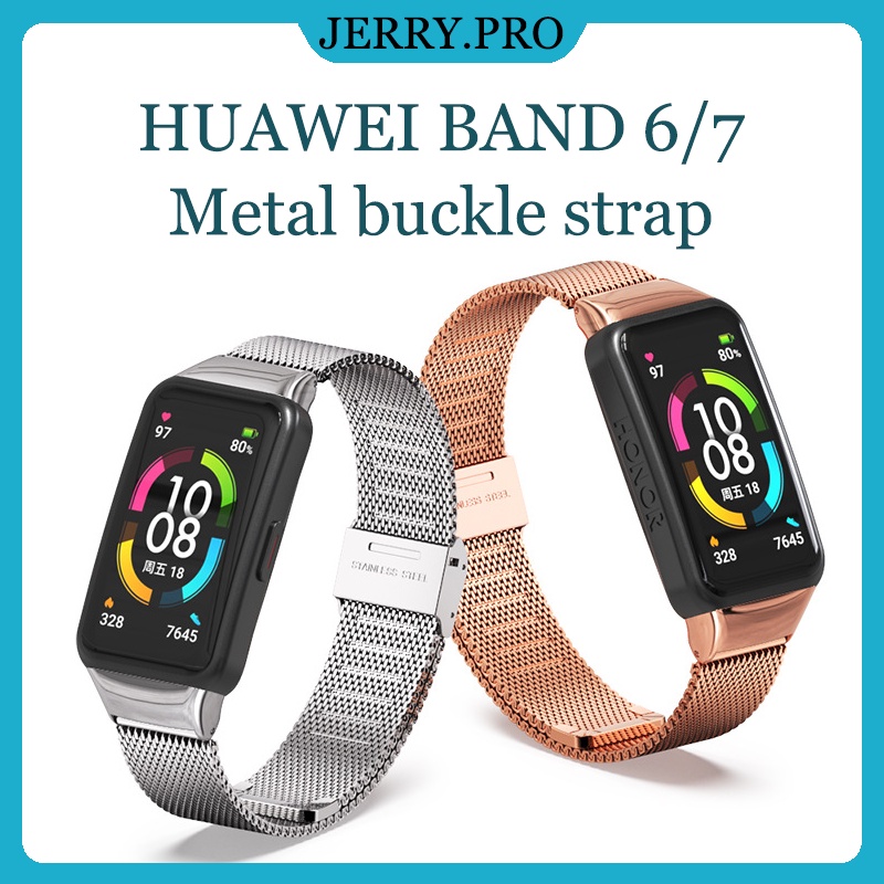 สายนาฬิกาสแตนเลส Huawei Band 8/9 /Huawei Band 6 7 สายนาฬิกาโลหะแฟชั่น Honor Band 6 พร้อมหัวเข็มขัด