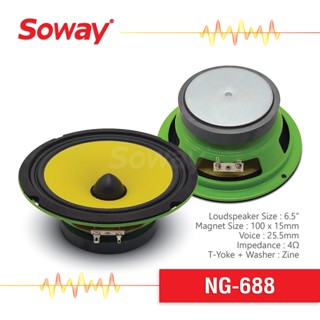 ลำโพง เสียงกลาง 6.5 นิ้ว แม่เหล็ก 100x15mm Voice 25mm 4Ω ลำโพงรถยนต์ 1คู่ Midrange Speaker Soway NG-688