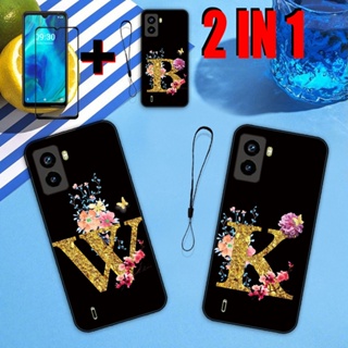 2 IN 1 Tecno Pop 6 เคสโทรศัพท์ พร้อมกระจกนิรภัย เซรามิค ป้องกันหน้าจอ โค้ง ฟิล์มนิรภัย ลายตัวอักษร