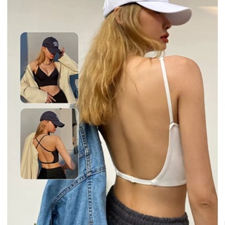 【S-XLBackless Bra】ชุดชั้นใน บราดันทรง เปิดหลัง เซ็กซี่ คัพบาง แหวนเหล็ก สําหรับผู้หญิง