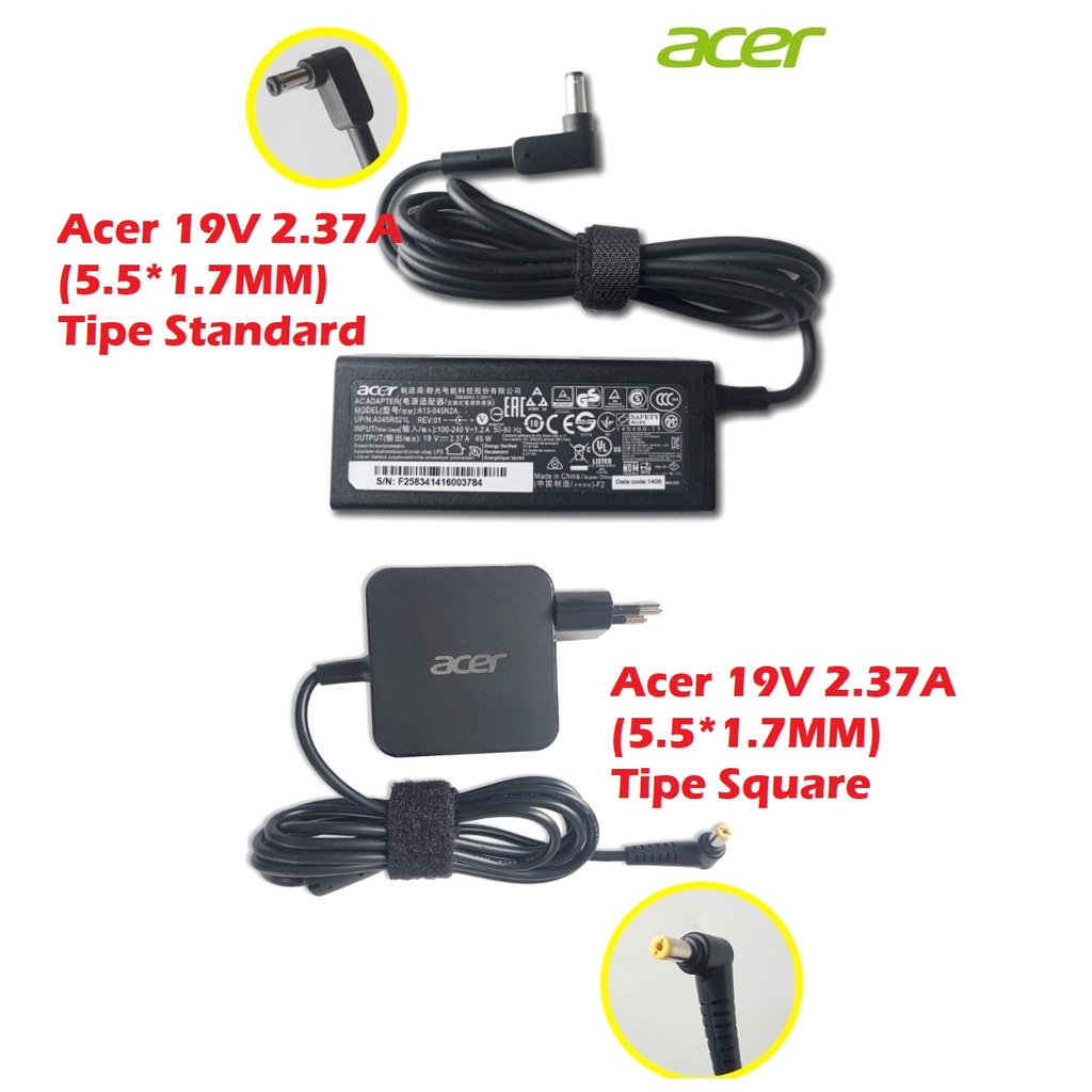 ACER ADAPTER 19V 2.37A 5.5x1.7 ES1-512 ES1-711 E5-476 E5-721 E5-73 E5-731G E5-771 ES1-512 ES1-711 P2