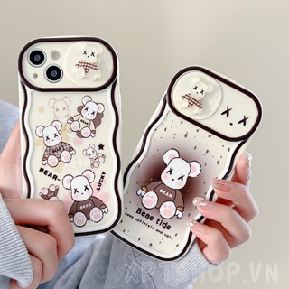 เคสโทรศัพท์มือถือนิ่ม กันกระแทก ป้องกันกล้อง ลายหมีกล่อม มีสไลด์ สําหรับ iPhone14 14Plus 13 12 11 Pro Max