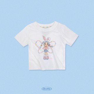 DADDY | Bad Bunny Crop Top เสื้อทรง baby tee สกรีนน้อง Wendy สีขาว