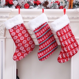 ถุงเท้าคริสมาสต์ สีแดง ขนปุยคริสตืมาส  Chrsitmas stocking ถุงเท้า ขนาดใหญ่ ตกแต่งเตาผิง คริสต์มาส พร้อมส่ง!!!!