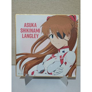 แท้ Shikishi ตำหนิ ภาพแข็ง + ขาตั้งกระดาษแข็ง Asuka Shikinami Langley EVANGELION Ichiban Kuji by Bandai