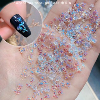 【AG】30Pcs/Set Nail Flower Ornament Rose 3D Effect Ice Cute Resin Aurora Floral