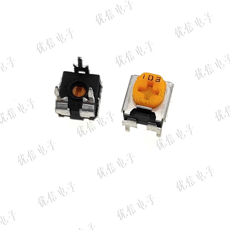 ✨ In-line Potentiometer 103-10K แนวตั้งแนวนอนเตาแม่เหล็กไฟฟ้าสีเหลืองตัวต้านทานแบบปรับได้ Fine-Tunni