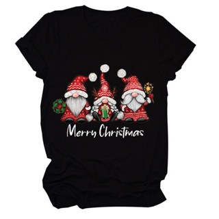 Merry Christmas Santa Claus พิมพ์ T เสื้อผู้หญิงสั้นแขนเสื้อ O คอหลวม Tshirt ผู้หญิง Tee เสื้อ Camisetas mujer 471