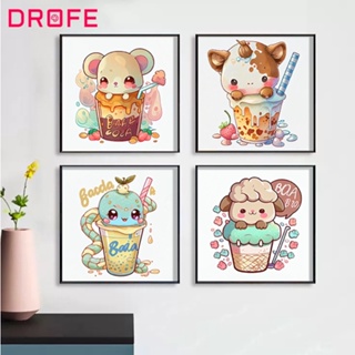 Drofe 【20*20 ซม. พร้อมกรอบ】ภาพวาดดิจิทัล อะคริลิค รูปการ์ตูนราศีน่ารัก 12 ราศี DIY สําหรับตกแต่งผนังบ้าน ของขวัญ