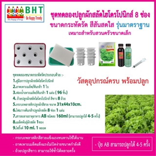 ชุดปลูก​ผัก​สลัดไฮโดรโป​นิกส์​น้ำนิ่ง​ 8 ช่อง ขนาดกระทัดรัด สีสวยสดใส รุ่นมาตราฐาน  มีวัสดุ​อุปกรณ์ครบพร้อมปลูก