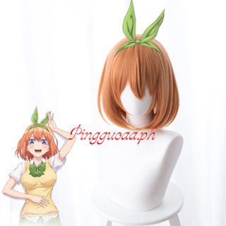 ไม้บรรทัด อะนิเมะ The Quintessential Quintuplets Nakano Yotsuba คอสเพลย์ วิกผมสั้น สีส้ม ทนความร้อน วิกผมสังเคราะห์