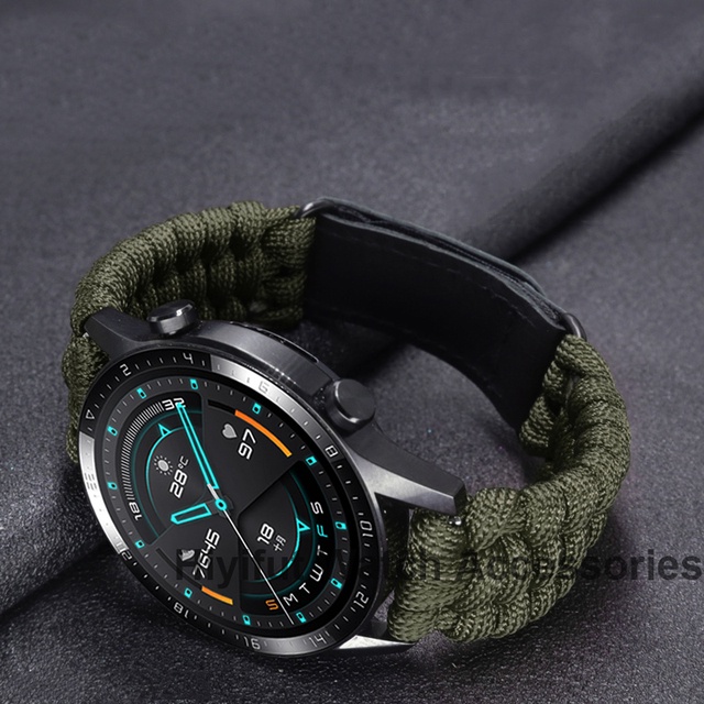 สายนาฬิกาข้อมือไนล่อนถัก หัวแบน 20 22 มม. สําหรับ Galaxy Watch 3 4 5 41 45 มม. 40 44 มม. 42 46 มม. H-uawei GT3 GT 2e GT2