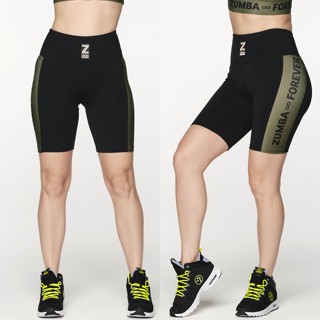 Zumba Forever Mesh Panel High Waisted Biker Shorts  (กางเกงเลกกิ้งขาสั้นออกกำลังกายซุมบ้า)