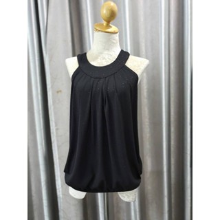 FF02368 เสื้อแฟชั่น แขนกุด สีดำิวิ้งๆ มือสอง อก free-38 นิ้ว