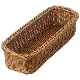 2X Desktop Cutlery Storage Basket Woven Basket Restaurant Tableware Drain Storage Box Tableware Storage Basket, Brown CN