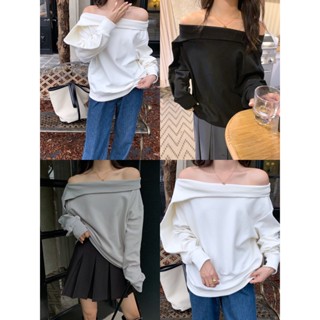 เสื้อแขนยาวเปิดไหล่ OPEN FOLDED NECK SWEATSHIRTS