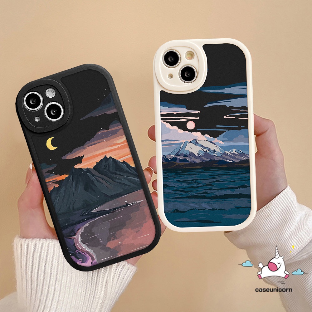เคสโทรศัพท์มือถือแบบนิ่ม ลายภูเขาหิมะ ทิวทัศน์ พระอาทิตย์ตก สําหรับ Realme Note 50 C51 C30 C55 C53 C31 C15 C21Y C12 C35 C25 C30s C25Y C25s C17 10 Pro 8 5 9i 8i 6i 5i 6s 6 7i C21 C2 C11 C3 C17 C20 เคสคู่รัก