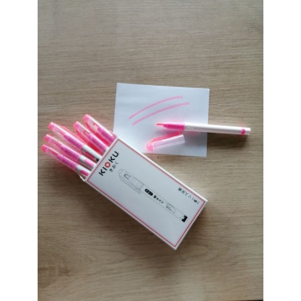 ปากกาเน้นข้อความ​ KIOKU​ ​รุ่น​ KK011​​สีชมพู​สะท้อนแสง