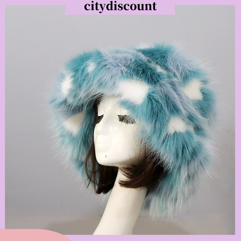 <citydiscount> หมวกบักเก็ต ขนปุยนิ่ม หนา ป้องกันหู ขนาดใหญ่ เหมาะกับฤดูหนาว สําหรับผู้หญิง