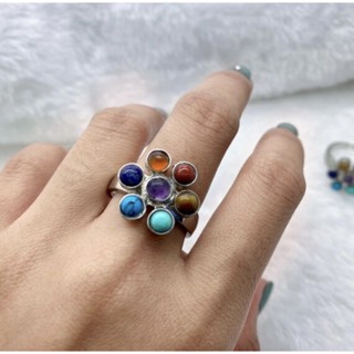 1Pc Natural 7 chakra Stone Ring Free size very high quality / Tree Of Life / Chakra stone Ring for men and women.