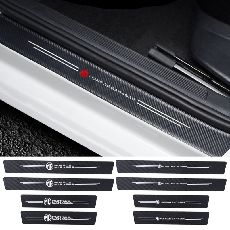 4pcs Carbon Fiber Car Door Sill Protector Film Threshold Stickers Decals For Mg Zs Gs Hs 5