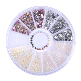 【AG】DIY 3D Nail Art Tips Charms Round Wheel Glitter Rhinestones