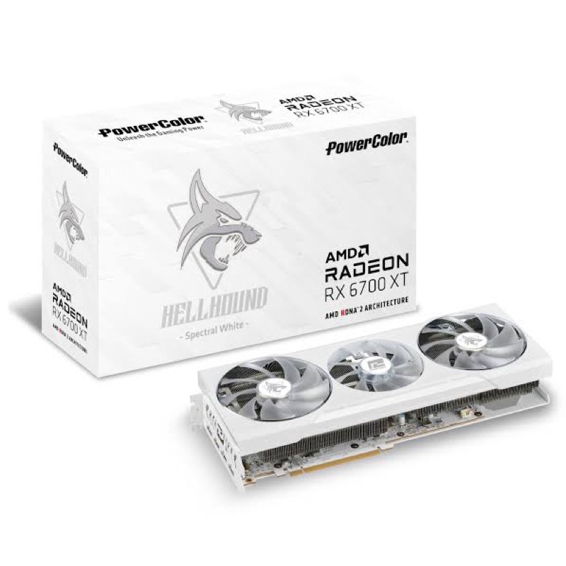 RX 6700 XT สีขาว สวยมาก POWER COLOR HELLHOUND SPECTRAL WHITE  6700XT 12GB
