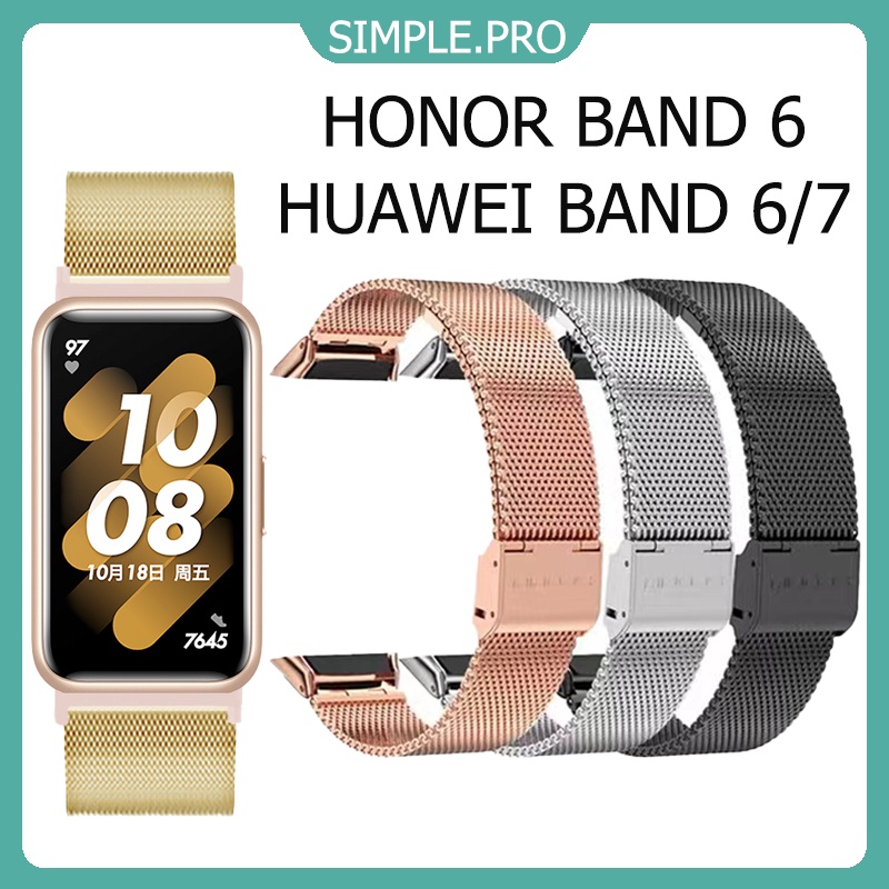 สายสแตนเลสสำหรับ Huawei Band 6 7/Honor Band 6 สายนาฬิกาโลหะแฟชั่น