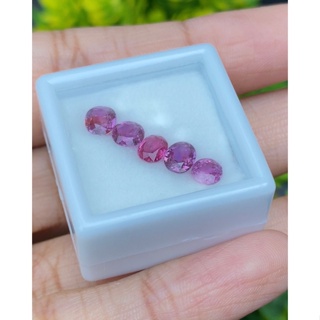 พลอย ทับทิม Ruby sapphire สยาม 5 เม็ด 2.86 กะรัต (Cts.) พลอยแท้ อัญมณีมงคลประจําวันเกิด เครื่องประดับพลอย