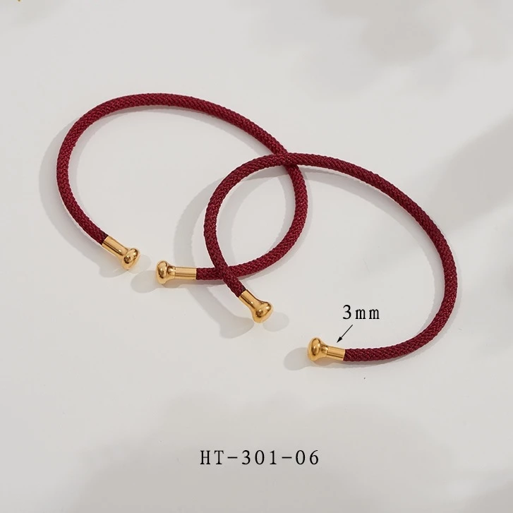 สร้อยข้อมือเชือกลวดเหล็กถักรูปตัว C 3 มม. สีแดง thumbnail 5