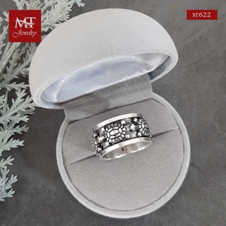 MT แหวนเงินแท้  แหวนผู้ชาย ลายเต่า หมุนได้ งานรมดำ ไซส์: 57, 59, 62 Solid 925 Sterling Silver Ring (sr622) MT Jewelry มณีธารา