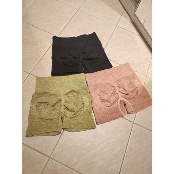 gym short leggings black, khaki, pink