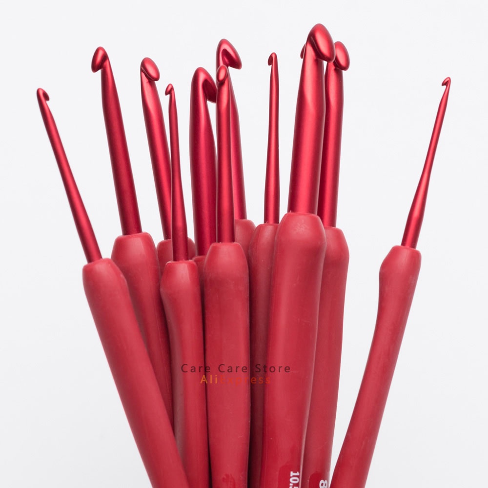 ชุดเข็มตะขอทิวลิป สําหรับถักโครเชต์ 9 ชิ้น ดอกทิวลิปถักโครเชต์ สีแดง DIY อุปกรณ์เสริม