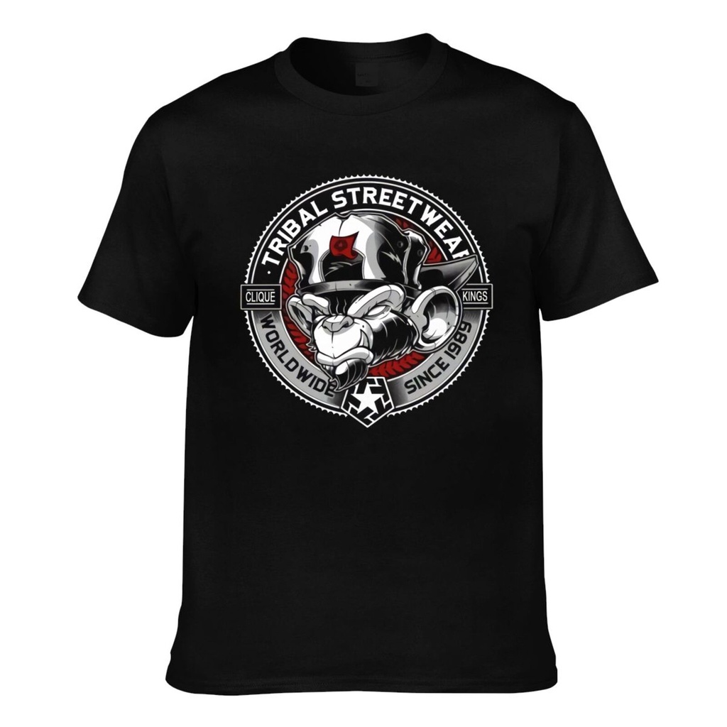 เสื้อยืดแฟชั่นที่กําหนดเองผู้ชายสวมอุปกรณ์เผ่าพริมลิงทั่วโลกตั้งแต่ 1989