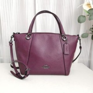 (ผ่อน0%) 🔻กระเป๋าสะพายข้าง COACH C6229 KACEY SATCHEL หนังแท้ สีม่วง