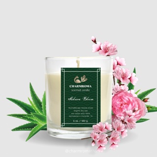 CHARMROMA Sakura Bloom Scented Candle / ชาร์มโรม่า เทียนหอมไขถั่วเหลือง กลิ่นซากุระ บลูม ขนาด 50&amp;180 กรัม