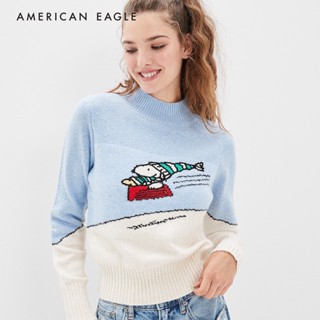 American Eagle Snoopy Mock Neck Sweater เสื้อ สเวตเตอร์ ผู้หญิง สนูปปี้  (NWSH 034-9810-400)