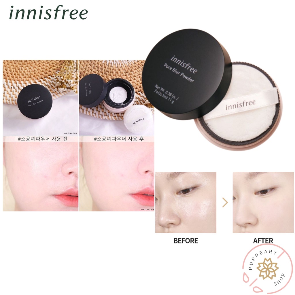 ( แท้/พร้อมส่ง ) INNISFREE PORE BLUR POWDER 11G แป้งฝุ่นคุมมัน เบลอผิว