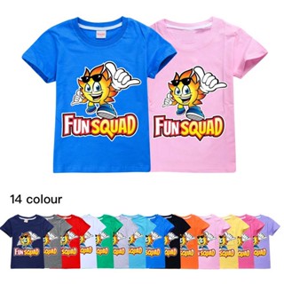 เสื้อยืดแขนสั้นลําลอง พิมพ์ลายการ์ตูนอนิเมะ Fun Squad Gaming แฟชั่นฤดูร้อน สําหรับเด็กผู้ชาย และเด็กผู้หญิง