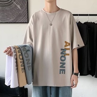 เสื้อยืดคอกลม แขนสั้น พิมพ์ลายตัวอักษร สไตล์ญี่ปุ่น ลําลอง แฟชั่นสําหรับผู้ชาย