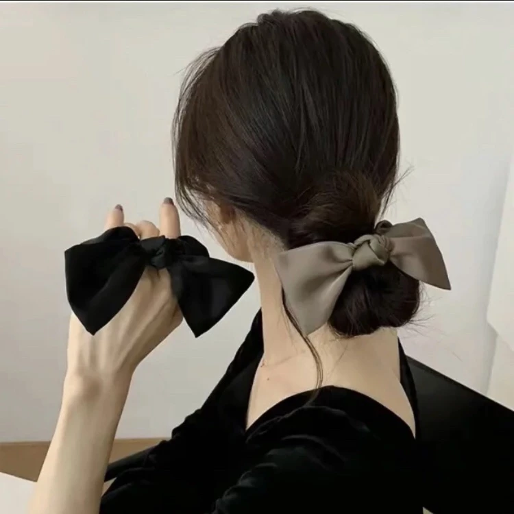 โดนัทโบว์ ขนาด 12cm. โดนัทรัดผมแบบใหม่ สวยเรียบหรู สีคลาสสิก สไตส์เกาหลี ยางรัดผม