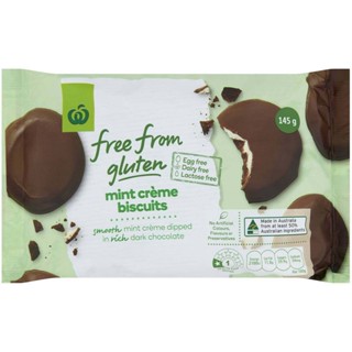 Free From Gluten Mint Cream Biscuits Woolworths 145 G.