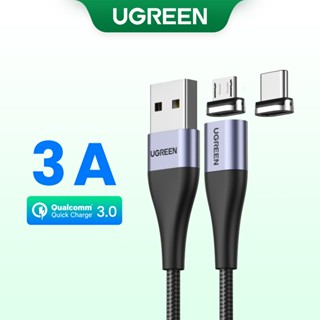 Ugreen 100 ซม. 3A สายเคเบิล USB C แม่เหล็ก Micro USB Type C สายชาร์จข้อมูล สําหรับ Samsung Xiaomi โทรศัพท์มือถือ สาย USB