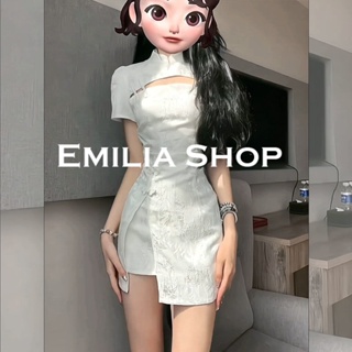 EMILIA SHOP กี่เพ้าตรุษจีน cheongsam ชุดเดรสกี่เพ้า เสื้อผ้าสไตล์จีน ชุดกี่เพ้าหญิงA22M049