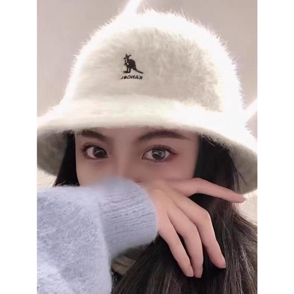 ขายส่งตรงจากโรงงาน หมวกบักเก็ต KANGOL แต่งขนกระต่าย ขนาดเล็ก แฟชั่นฤดูใบไม้ร่วง และฤดูหนาว สไตล์เกาหลี และญี่ปุ่น สําหรับผู้หญิง