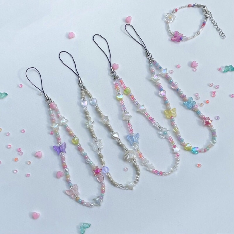 callmeninety - (ลูกปัด4mm.)ที่ห้อยโทรศัพท์ลูกปัด🍒พวงกุญแจห้อยโทรศัพท์ลูกปัด🧁🍬✨