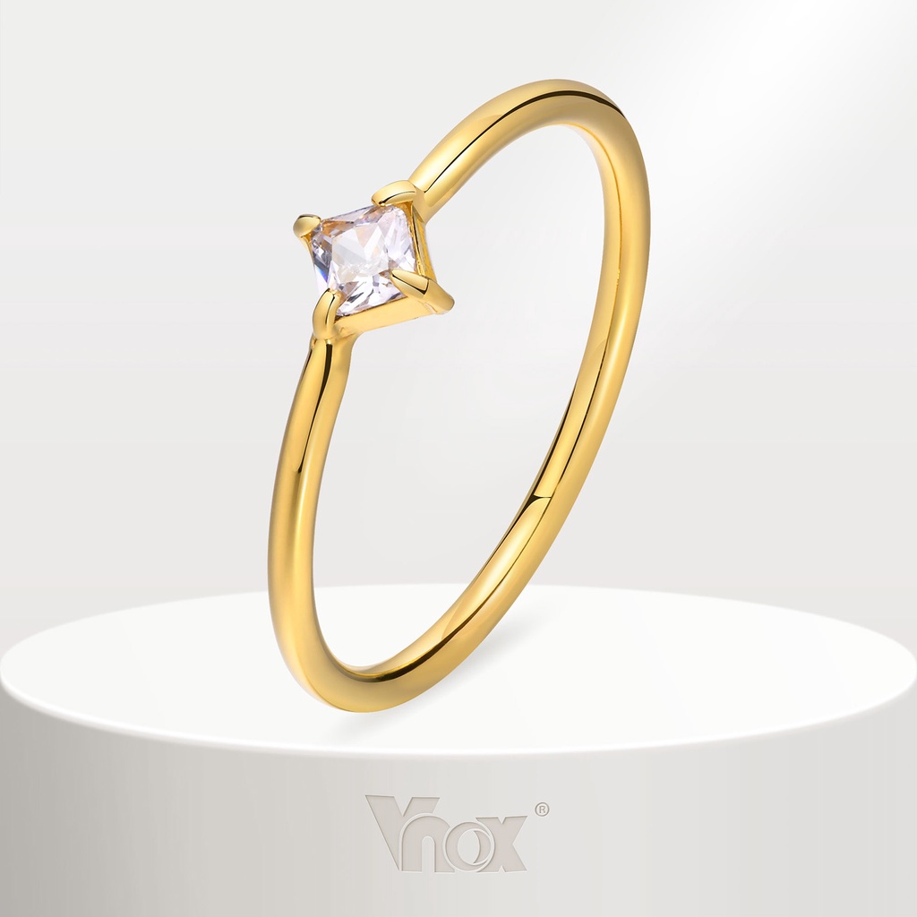 Vnox แหวนหมั้นแต่งงาน ประดับเพทาย ทอง 18K 1.5 มม. สําหรับผู้หญิง