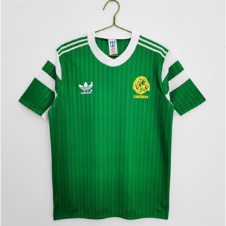 เสื้อกีฬาแขนสั้น ลายทีมชาติฟุตบอล Cameroon 1990 ชุดเหย้า สไตล์เรโทร