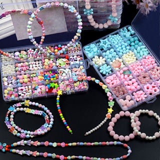 【พร้อมส่ง TH】ของเล่นเสริมพัฒนาการ DIY ชุดร้อยลูกปัด 24 ช่อง ลูกปัดกว่า 450 ชิ้น พร้อมอุปกรณ์ครบชุดและกล่องจัดเก็บ