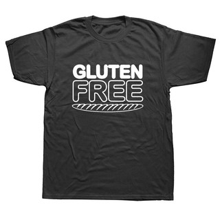 เสื้อยืดแขนสั้น ผ้าฝ้าย 100% พิมพ์ลาย Gluten Free Funny แฟชั่นฤดูร้อน สไตล์ฮาราจูกุ สําหรับผู้ชาย